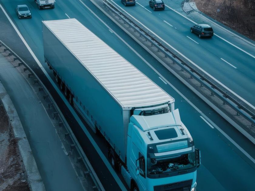 Semi trailer på motorvei